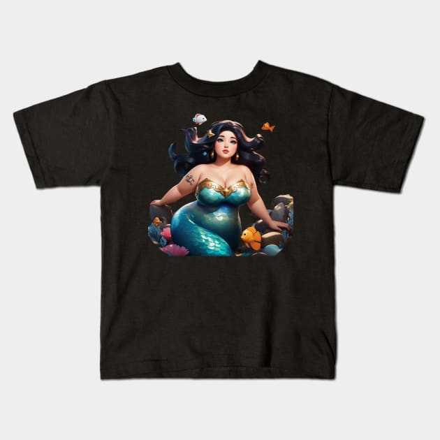 Plus Size Mermaid Beauty Queen Kids T-Shirt by MGRCLimon